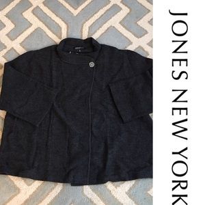 NWT JONESNY crystal brooch swing sweater 3X Gray